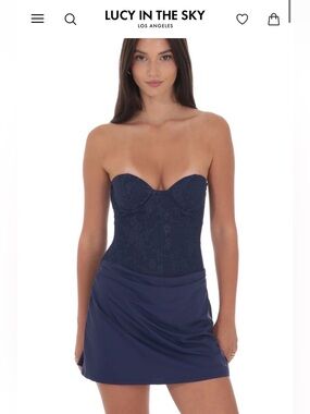 Lucy in the Sky Corset Navy Lace Mini Dress